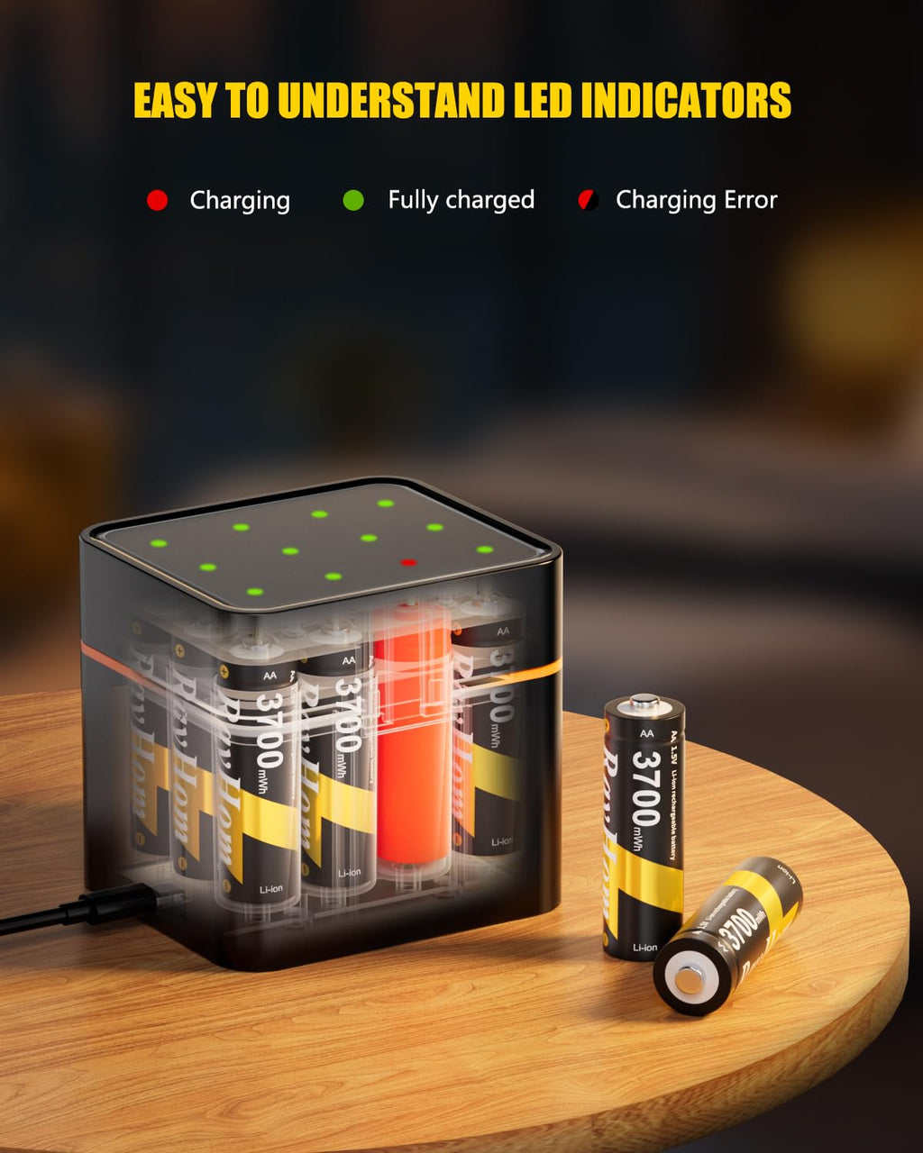 12 Pack Rechargeable AA Lithium Batteries with Charger I134