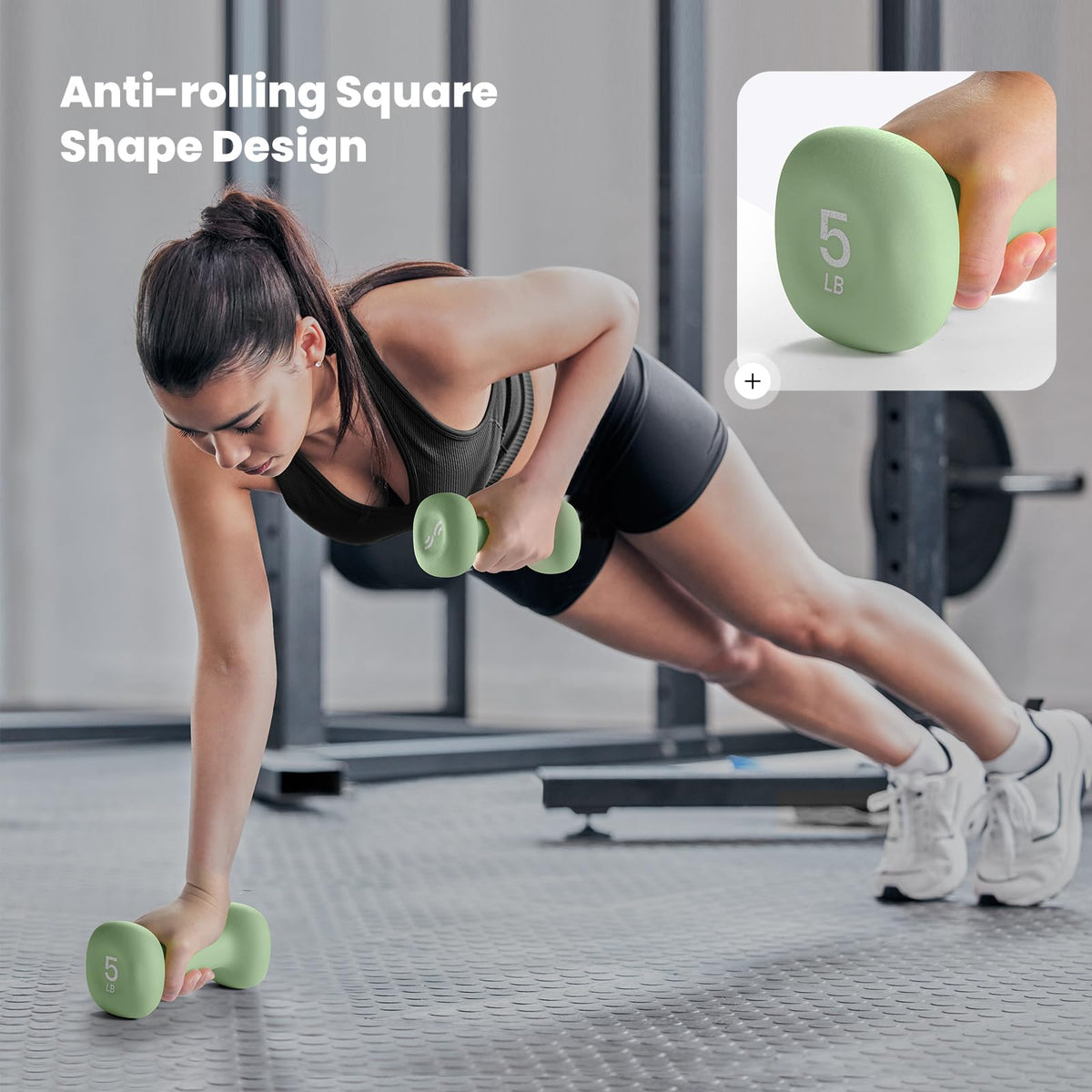 Neoprene Dumbbells Set of 2, 5lb Hand Weights, Green G9090