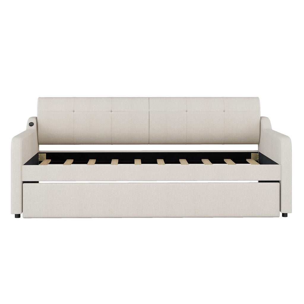 Twin Size Upholstered Daybed with Trundle I9394