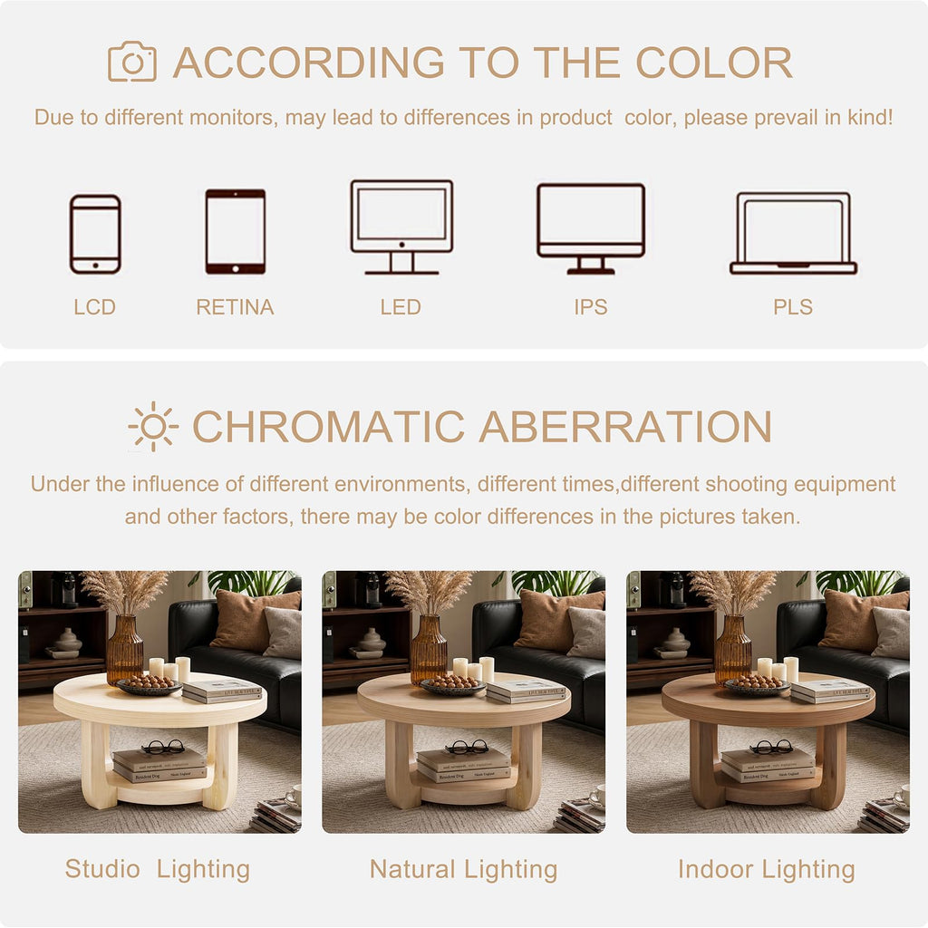 Round 2-Tier Coffee Table with Storage P913