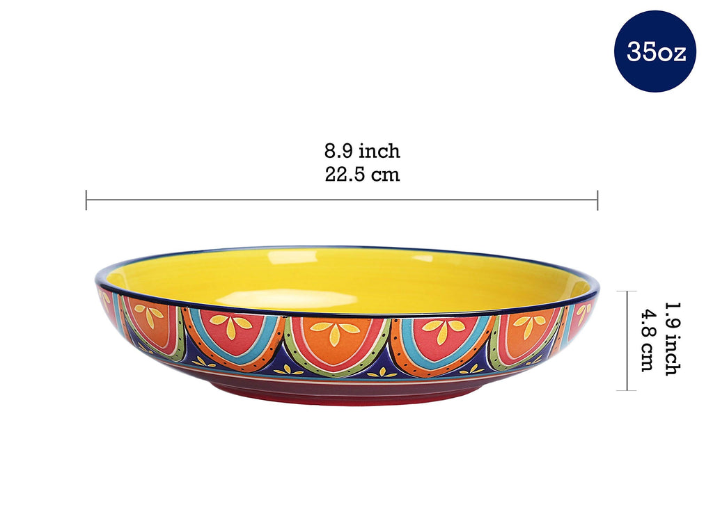 Ceramic Pasta Bowl Set of 9, Microwave & Dishwasher Safe Y388414