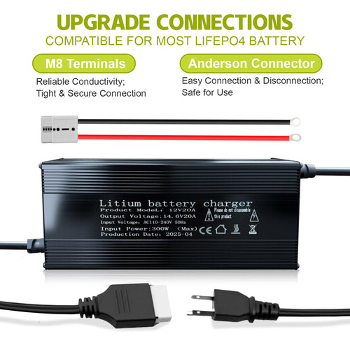 14.6V 20A LiFePO4 Battery Charger with Anderson Connector T56059
