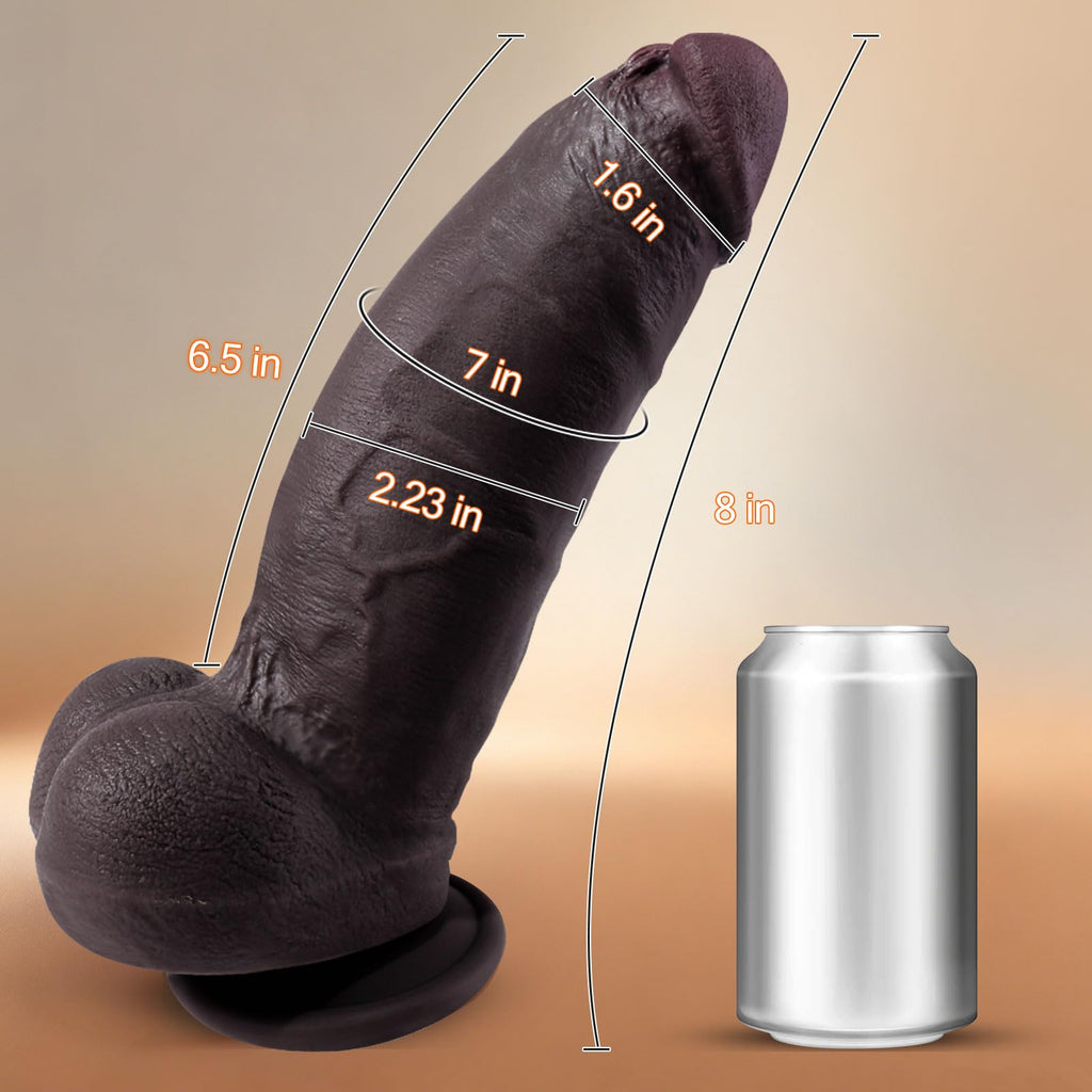 8 Inch Thick Black Dildo with Suction Cup I434