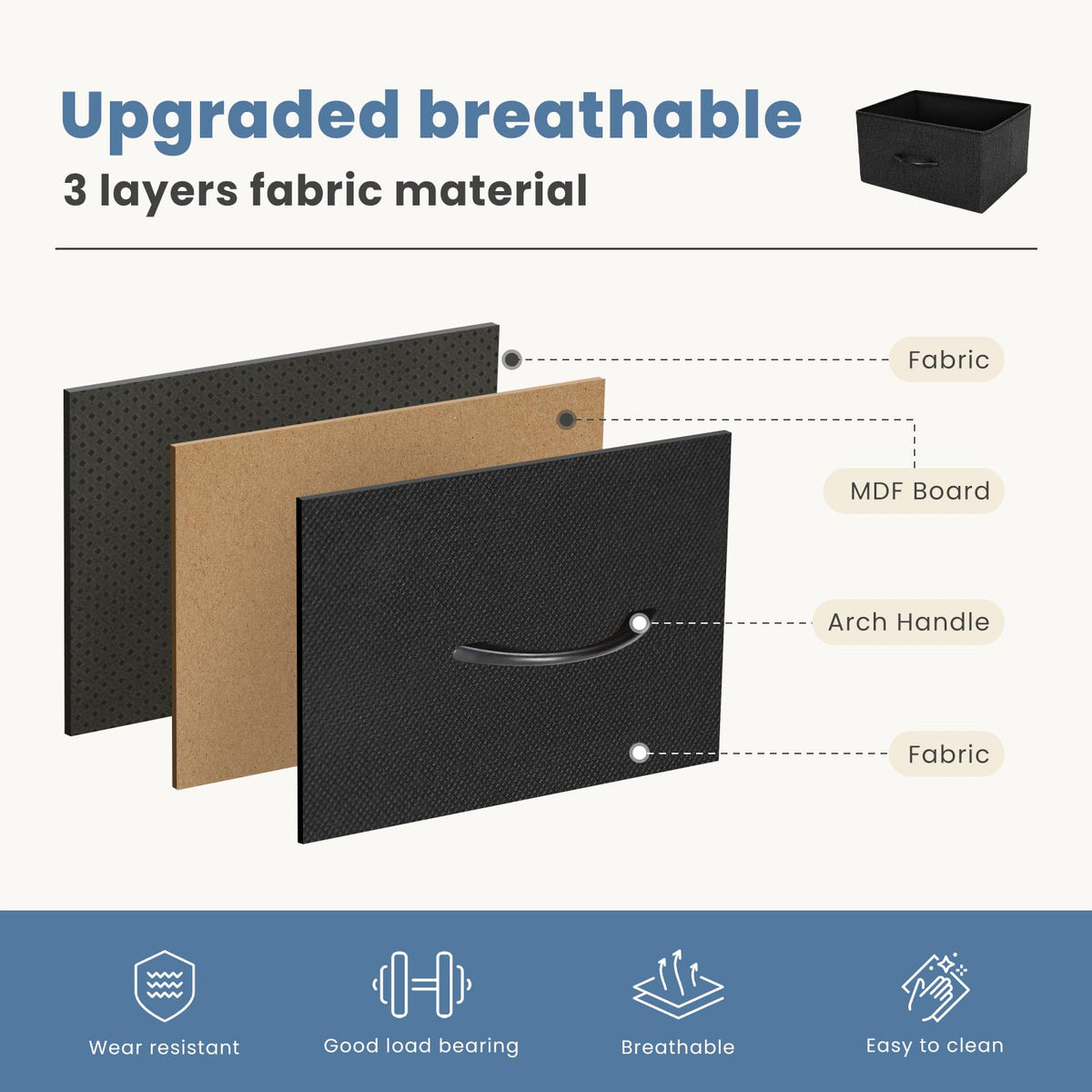 Nightstand with 4 Fabric Drawers B804