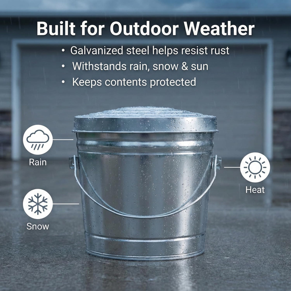 6-Gallon Galvanized Steel Locking Lid Trash Can U3208