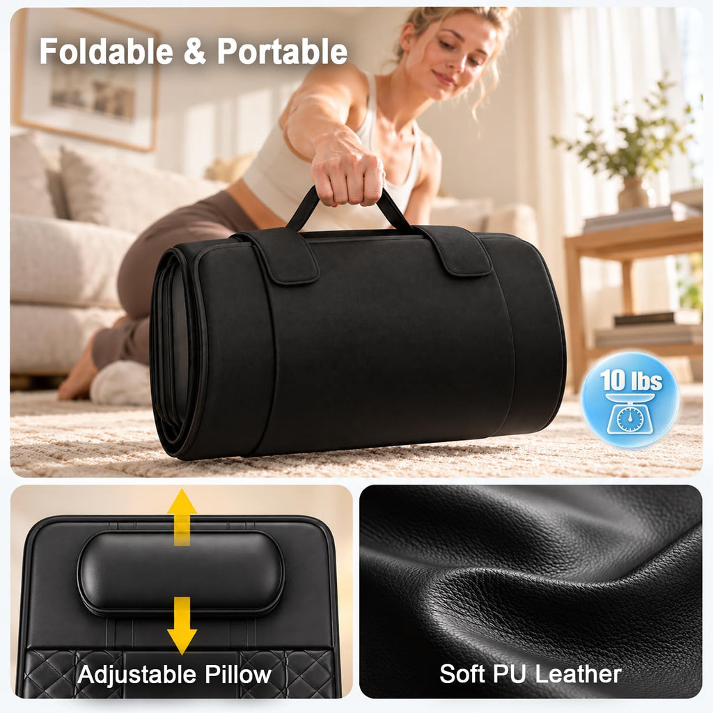 Full Body Massage Mat with Heat, 3D Stretching Back Massager Pad, 4 Modes 3 Intensities 3 Heat Levels, Portable Foldable PU Leather E210