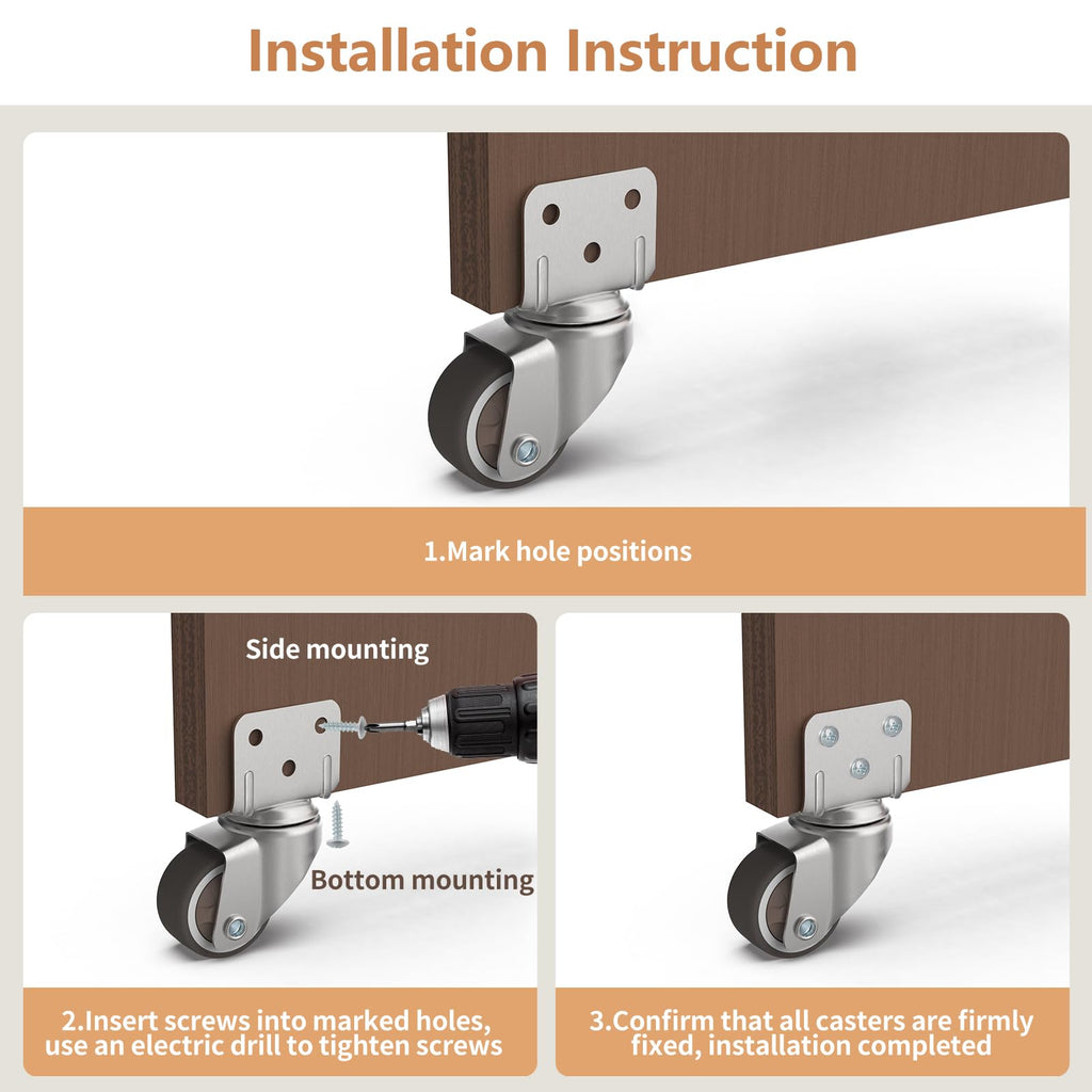 1" Swivel Plate Casters, 4 Pcs Q243