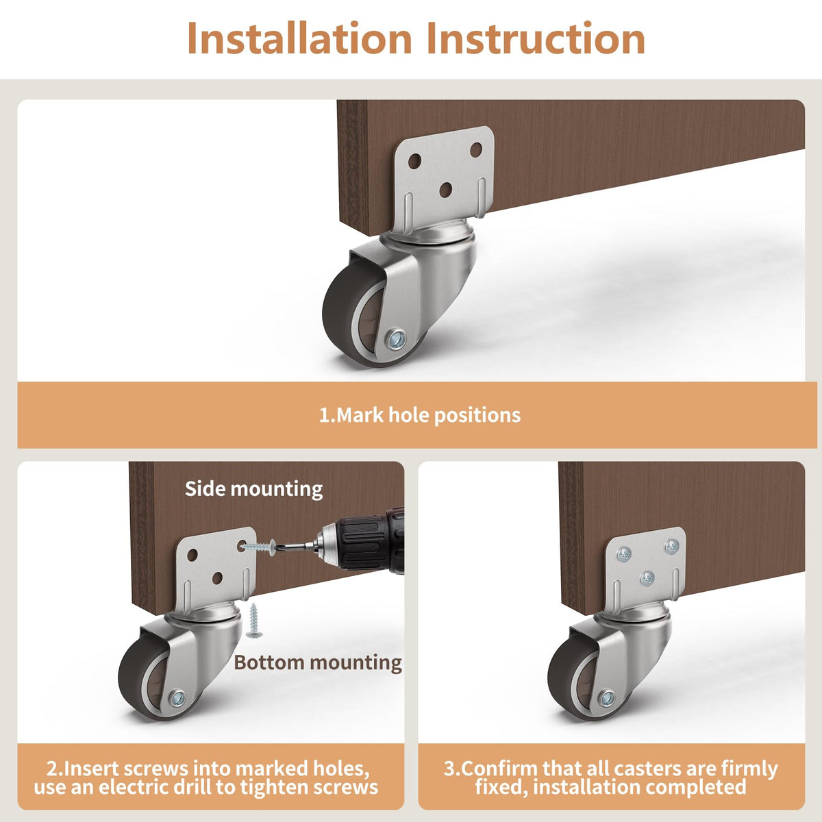 1" Swivel Plate Casters, 4 Pcs Q243