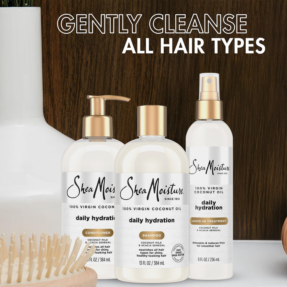 Shampoo & Conditioner + Leave-in Treatment Coconut Oil 3 Piece Set Z1709