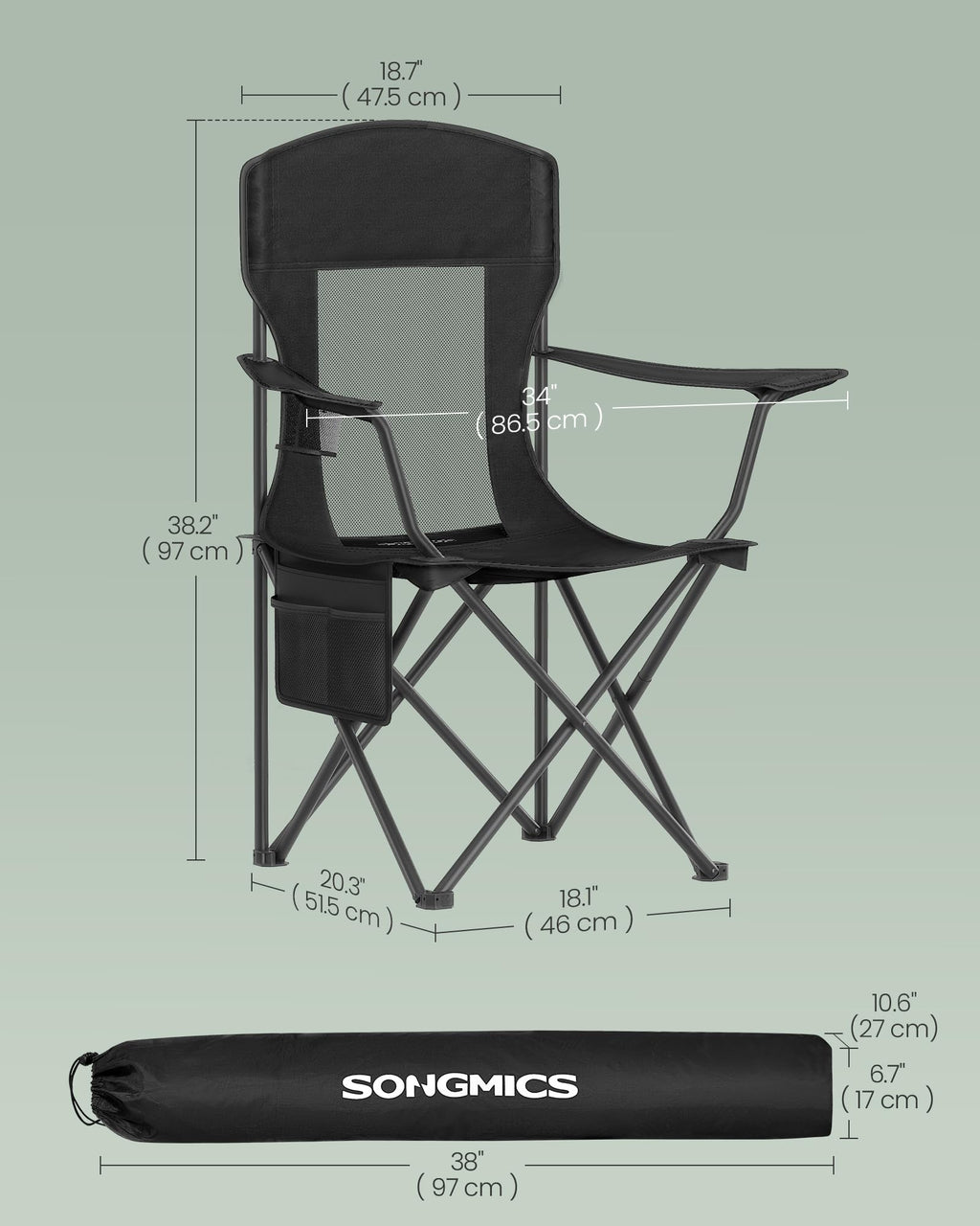 Breathable Camping Chairs, Set of 2, 330 lb Weight Capacity D636271