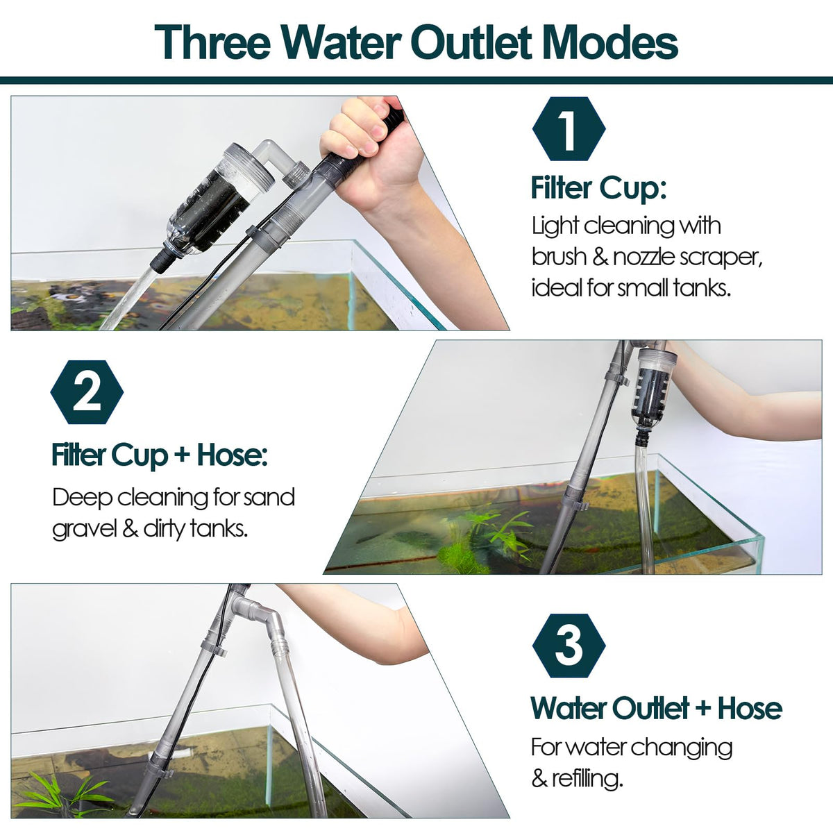 Electric Aquarium Gravel Cleaner, 528GPH Fish Tank Vacuum, 5-in-1 Sand Washer Water Changer Kit X1762