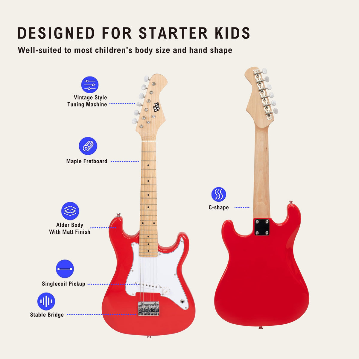 32 Inch Junior Size Red Electric Guitar Beginner Kit with Amplifier and Bag D357533