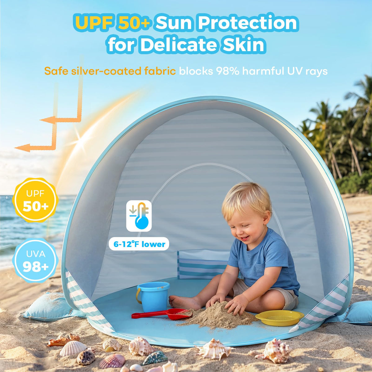 Pop Up Baby Beach Tent with UPF50+ UV Protection M627816