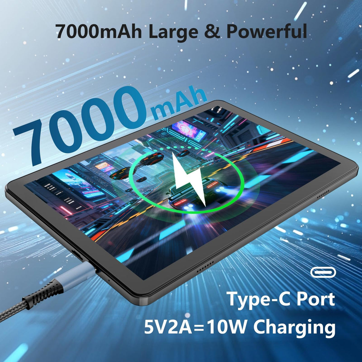 Android Tablet 10 inch, 26GB RAM 128GB ROM 7000 mAh Black J47686