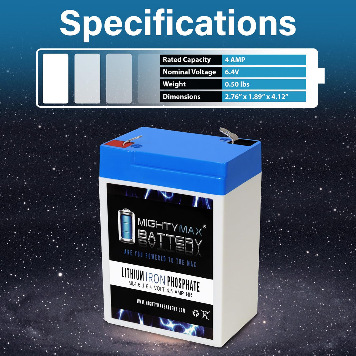 6V 4.5AH Lithium Replacement Battery H9987