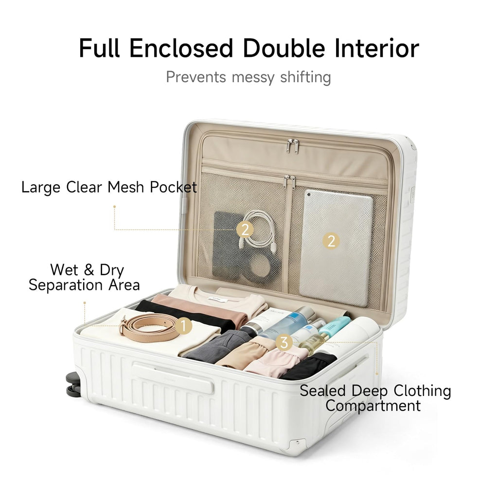 20 inch White Hardside Carry on Luggage with Spinner Wheel B324