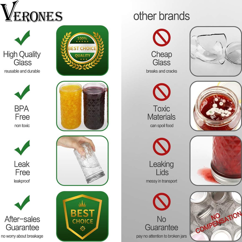 15 Pack 12 oz Mason Jars with Lids S2972