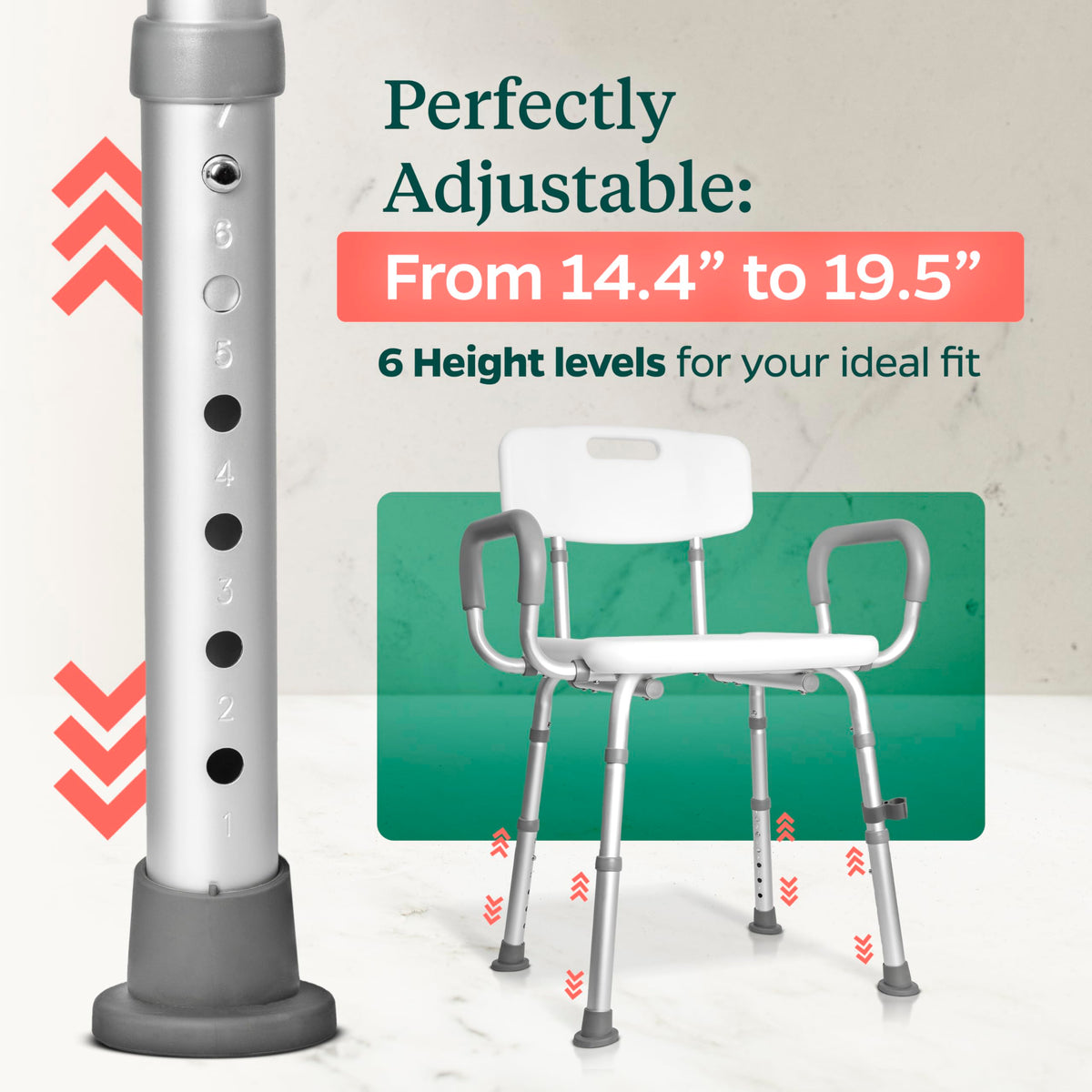 Adjustable Shower Chair with Mat Y12486