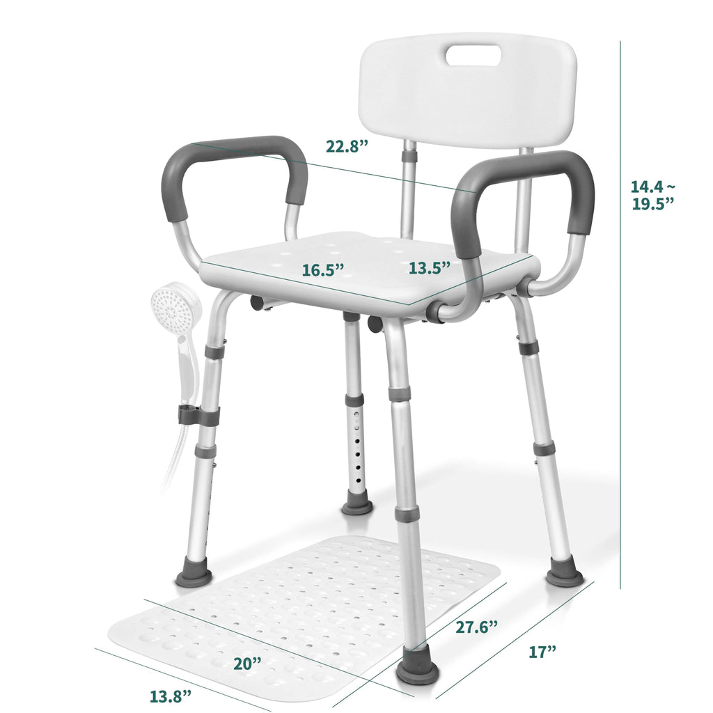 Adjustable Shower Chair with Mat Y12486