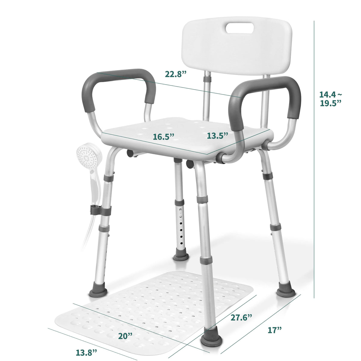 Adjustable Shower Chair with Mat Y12486