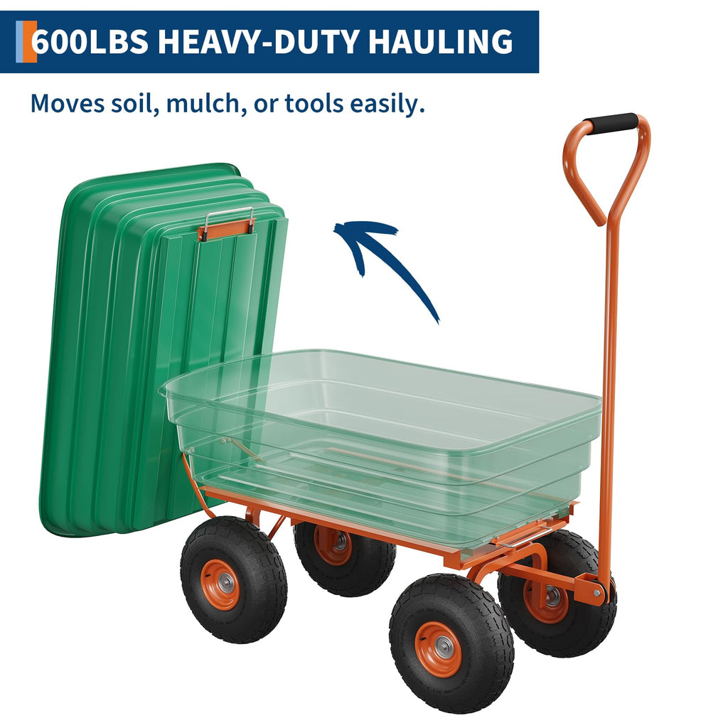 Heavy Duty 4 Cu Ft 1200Lbs Utility Wagon with 10" No-Flat Tires K853