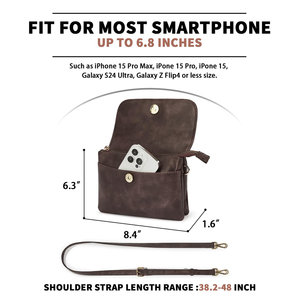 Small Vegan Leather Crossbody Bag with Adjustable Strap N452438