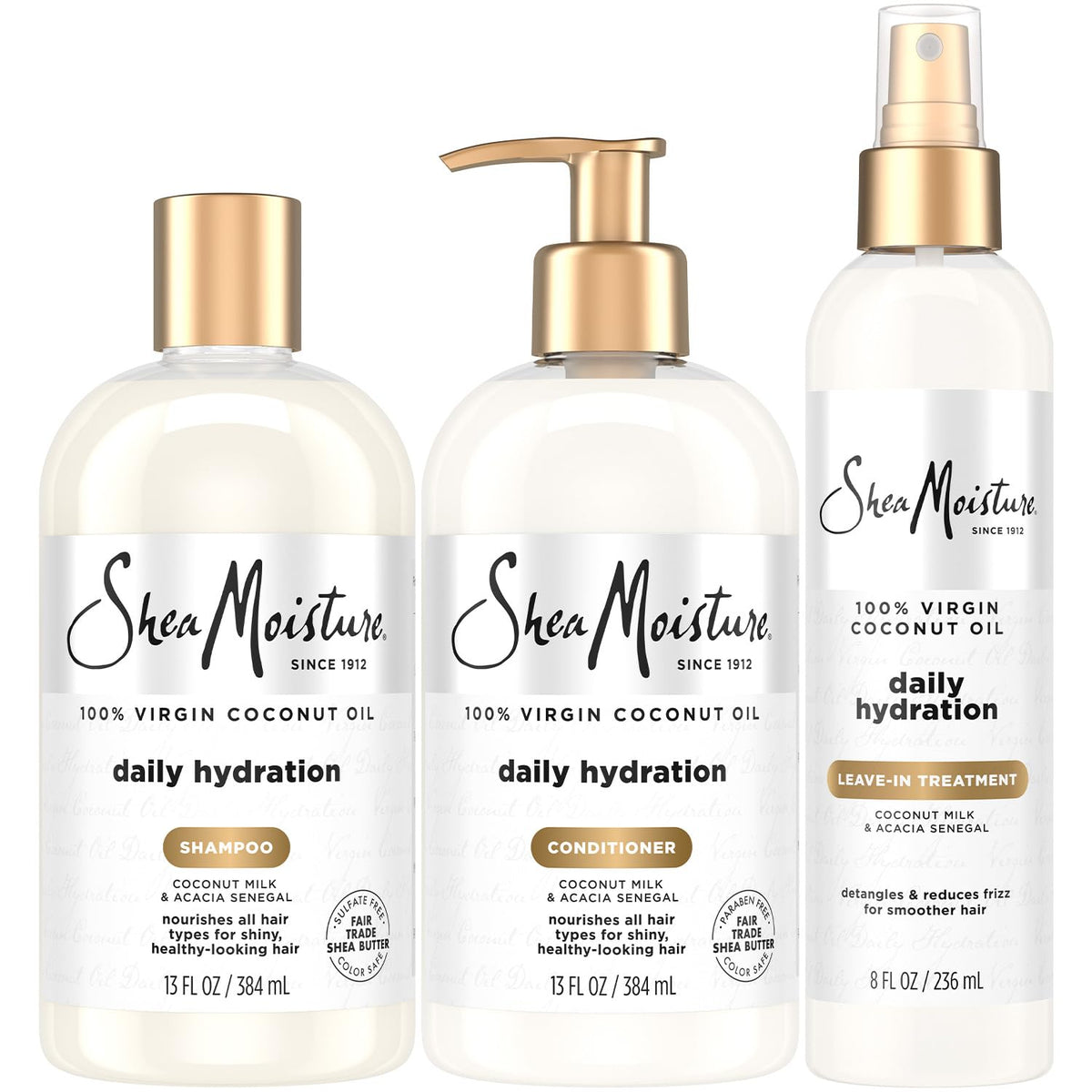 Shampoo & Conditioner + Leave-in Treatment Coconut Oil 3 Piece Set Z1709