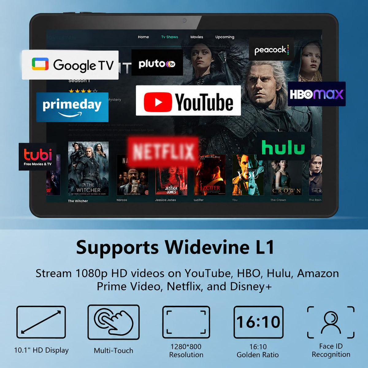 Android Tablet 10 inch, 26GB RAM 128GB ROM 7000 mAh Black J47686