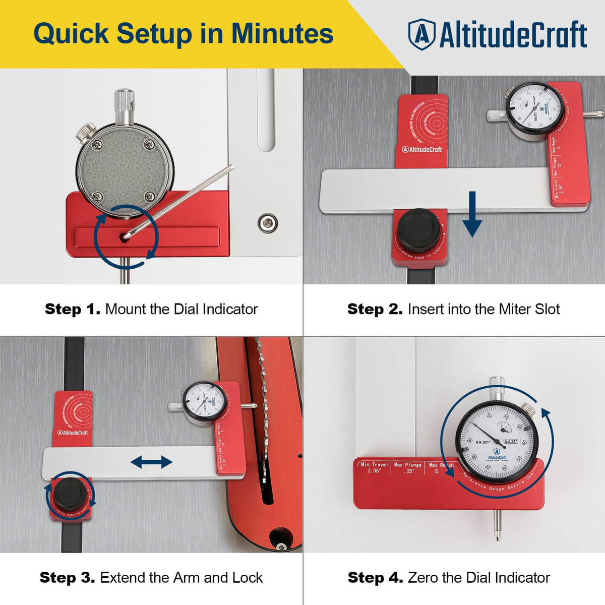 Table Saw Alignment Gauge with 0.001-Inch Dial Indicator Q58846