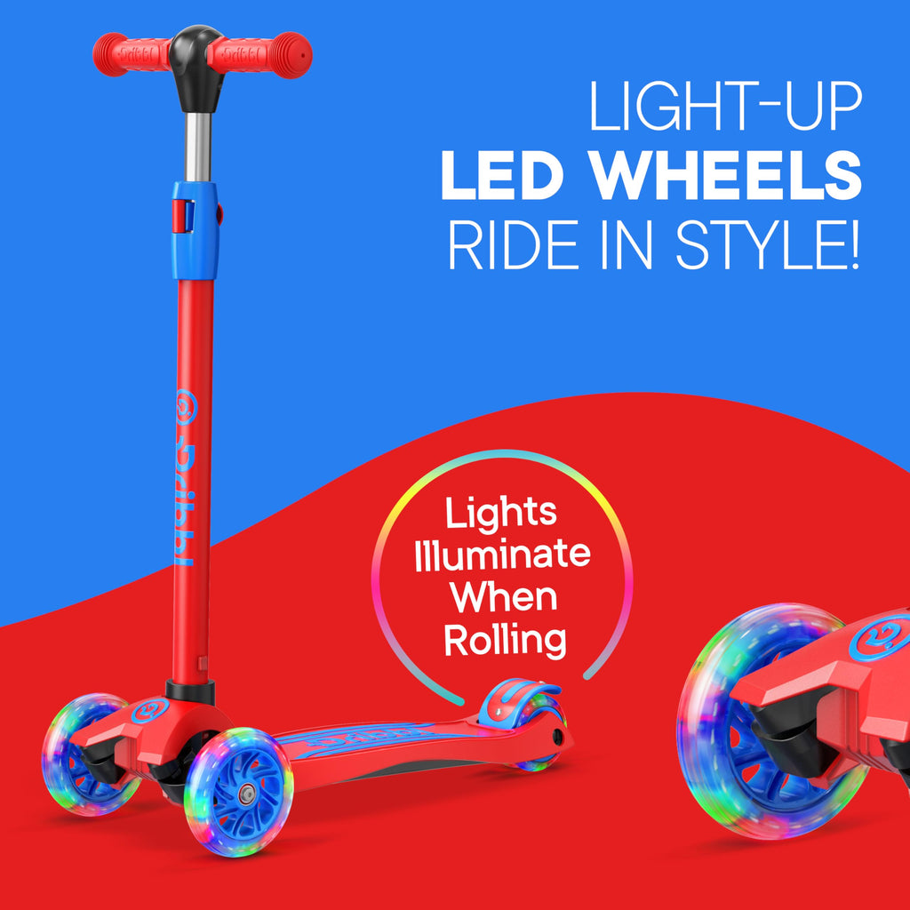 3-Wheel Kids Scooter Adjustable Height Anti-Slip Deck Red and Blue V470