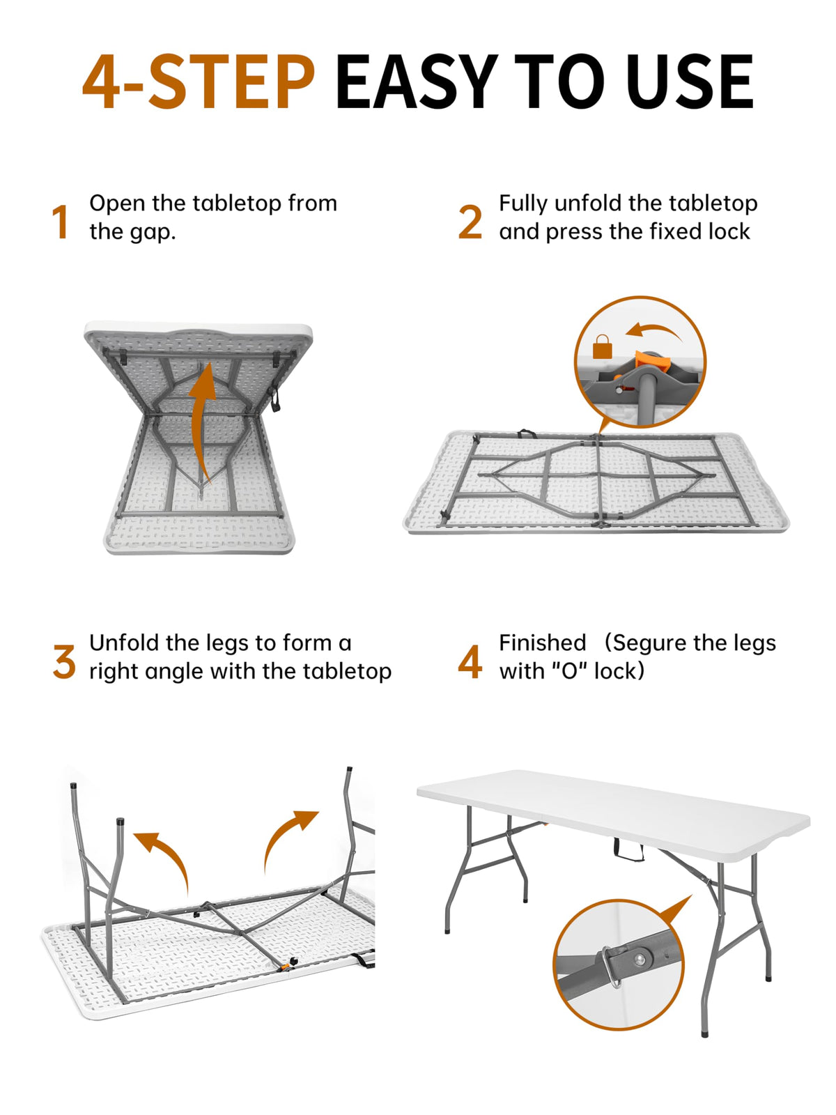 6Ft Heavy Duty Portable Plastic Folding Table K83232