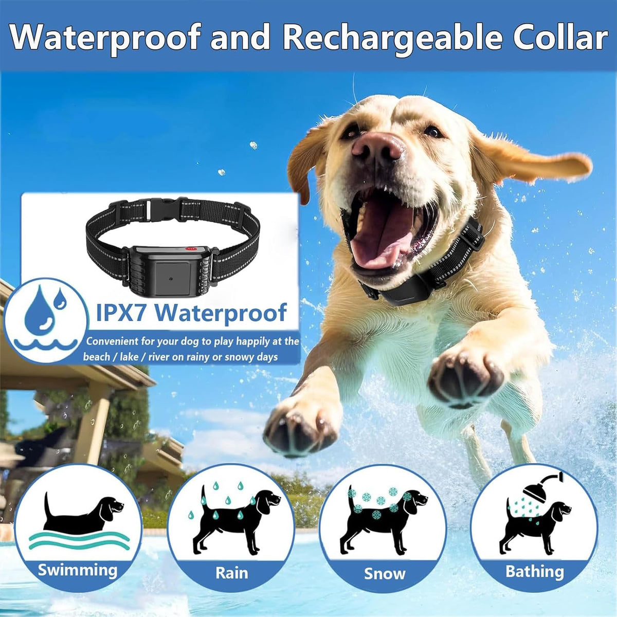 Wireless Electric Dog Fence & Training Collar 2-in-1, Waterproof Rechargeable, Up to 8 Acre E293015