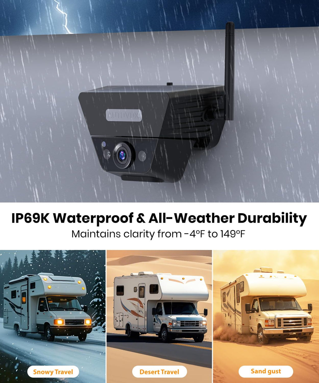 Wireless Backup Camera Solar Magnetic 7.2" 1080P Monitor D570