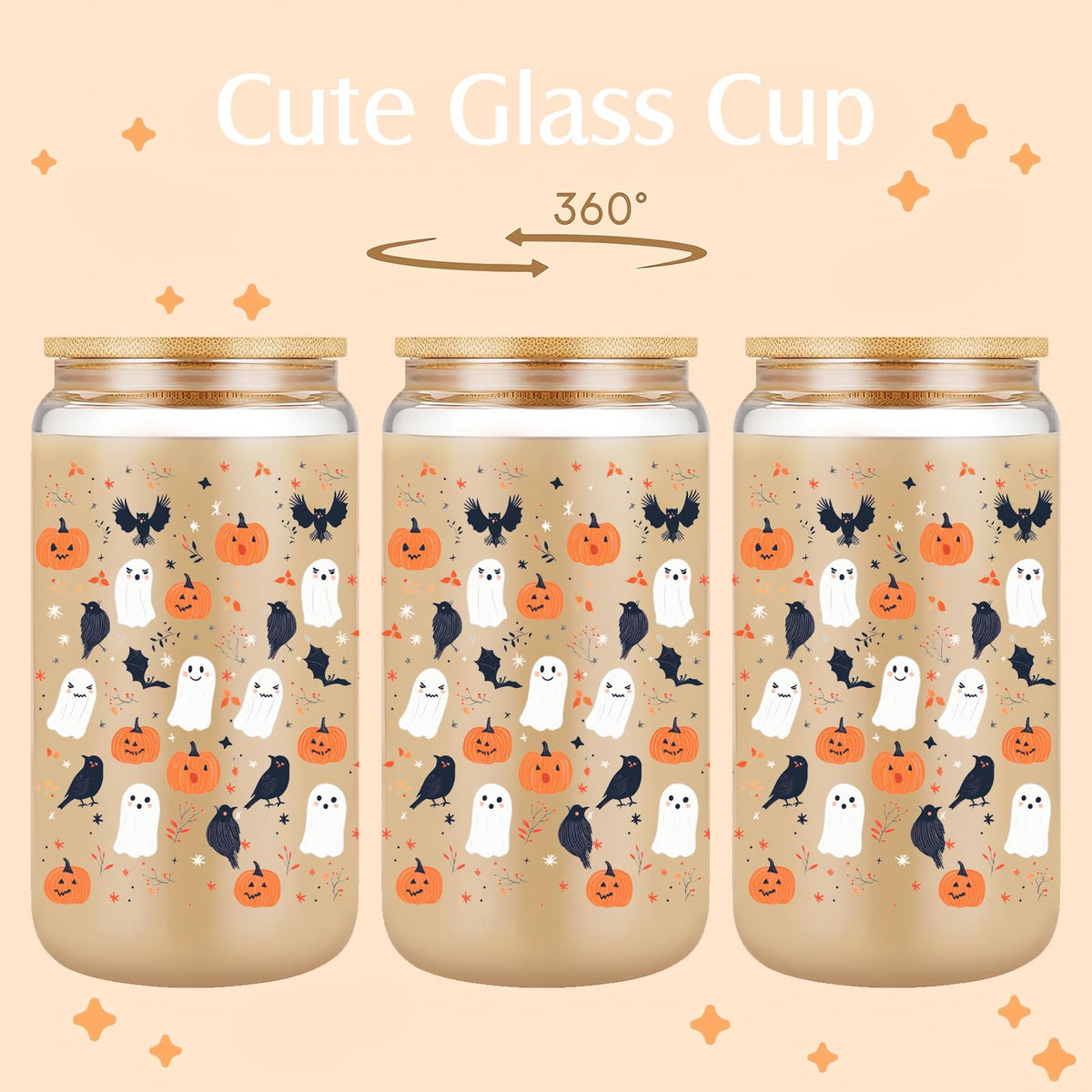 22oz Glass Tumbler with Lid & Straw V992