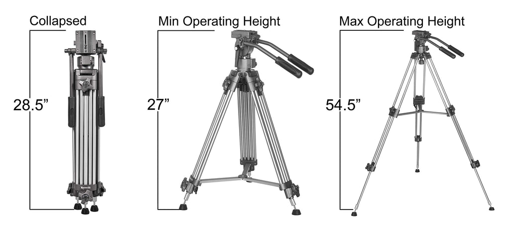 55" 65mm Video Camera Tripod with Fluid Drag Head and Carry Bag K455