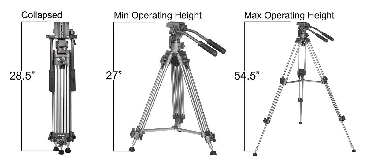 55" 65mm Video Camera Tripod with Fluid Drag Head and Carry Bag K455