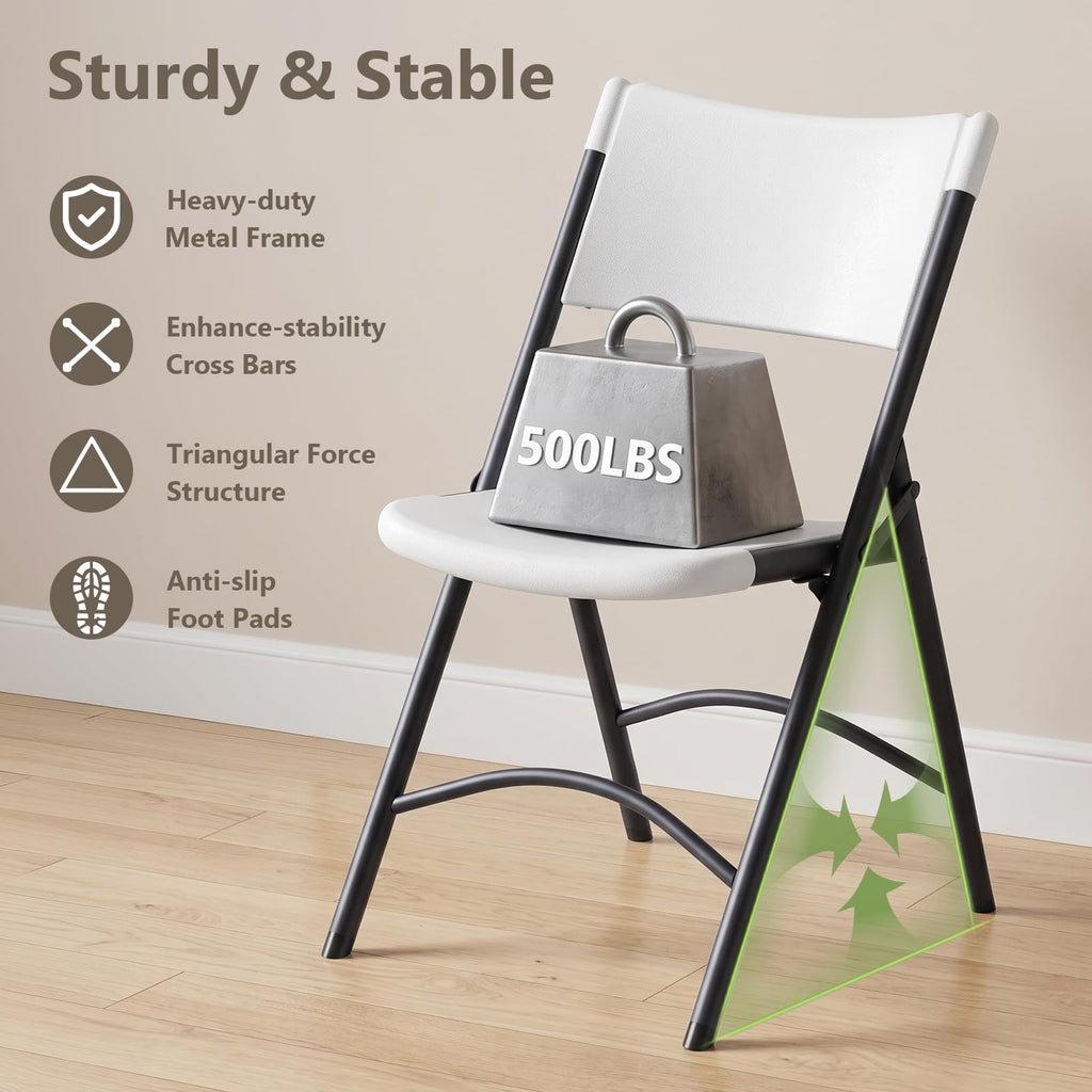 4 Pack White Folding Chair with Steel Frame R15652