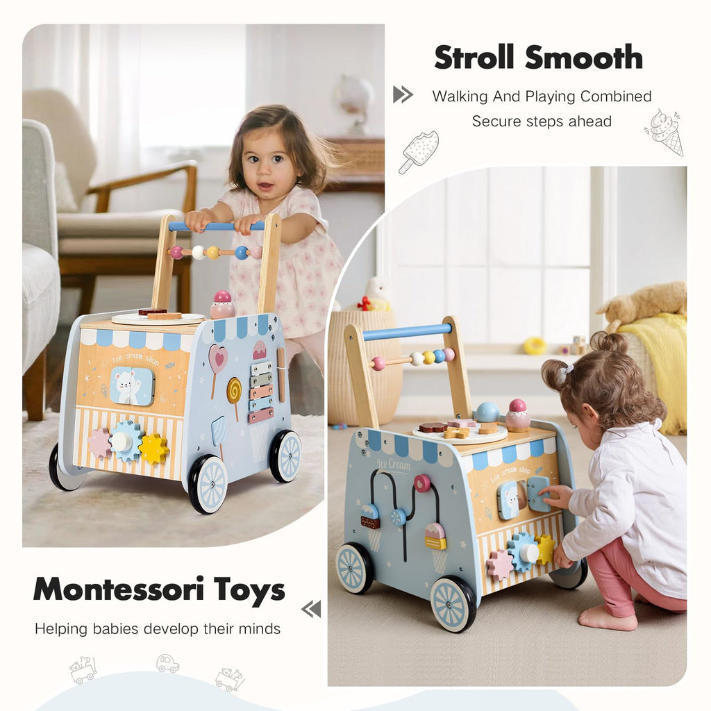 Wooden Baby Walker with Wheels F59435