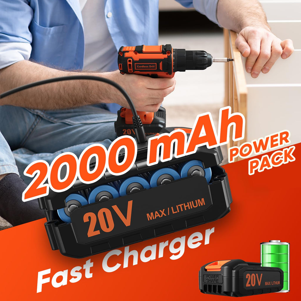 Cordless Drill Set 20V with 2.0Ah Power Pack and Charger F69908