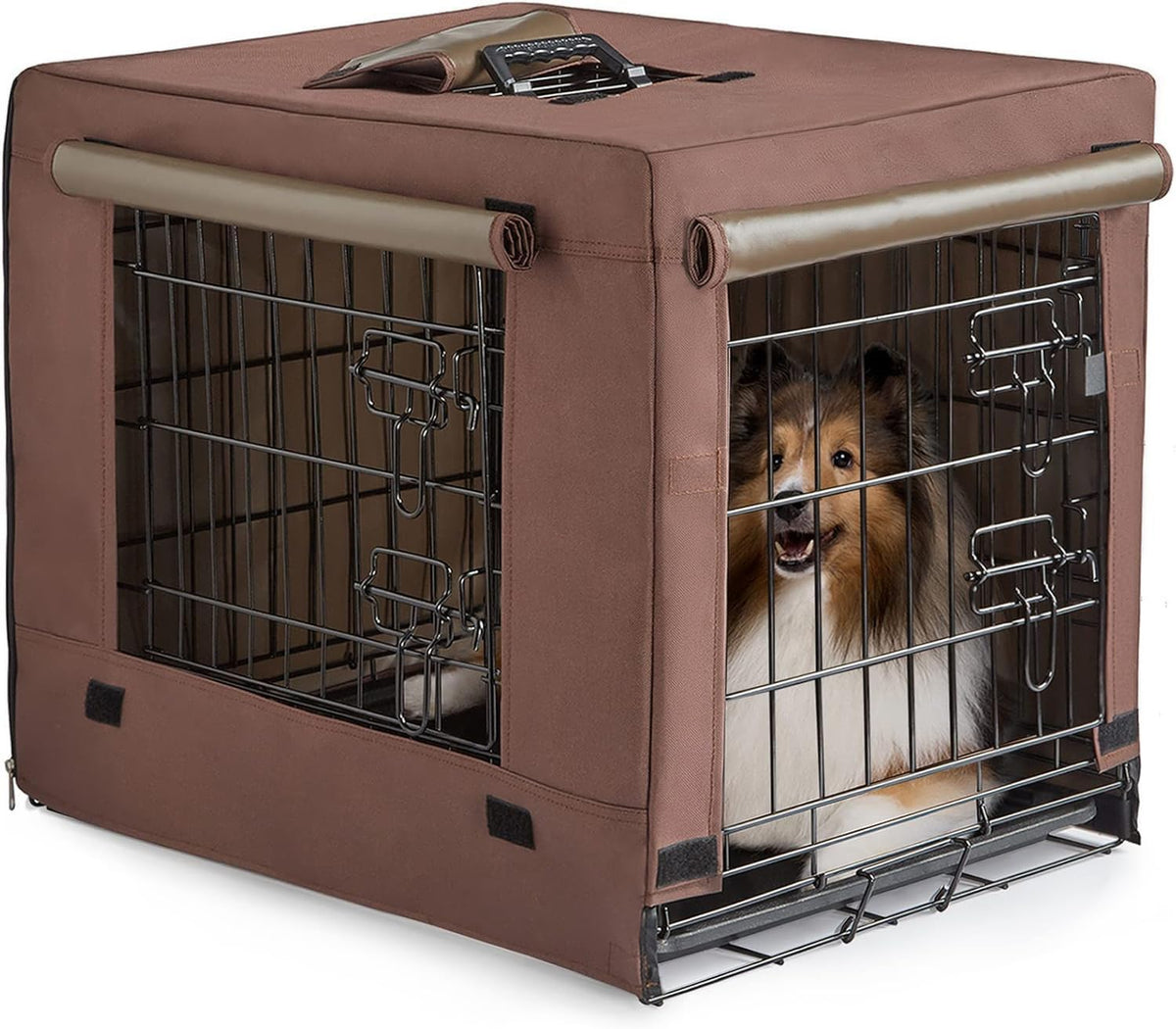Brown Collapsible Metal Dog Crate O898