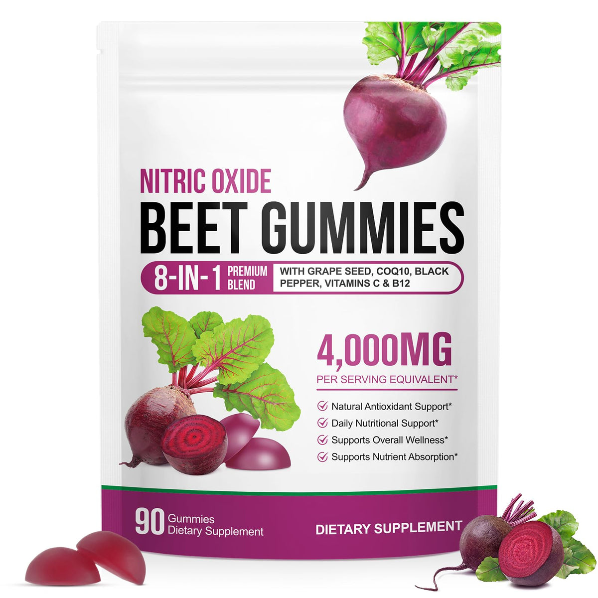 Beet Root Gummies with CoQ10 90 Soft Chews O955449