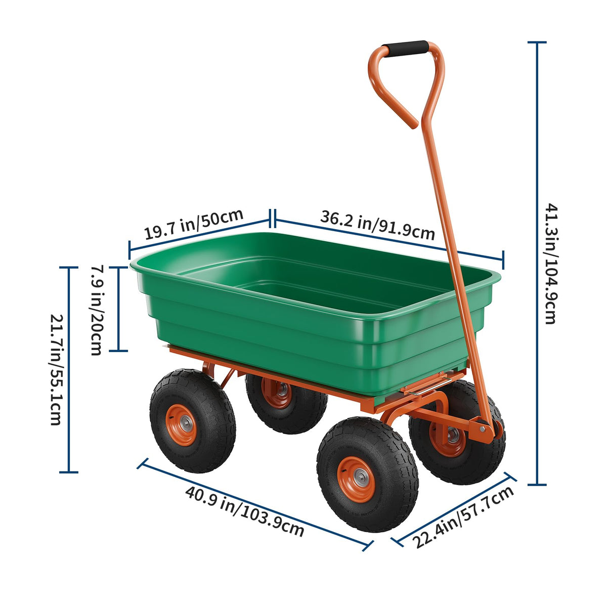 Heavy Duty 4 Cu Ft 1200Lbs Utility Wagon with 10" No-Flat Tires K853