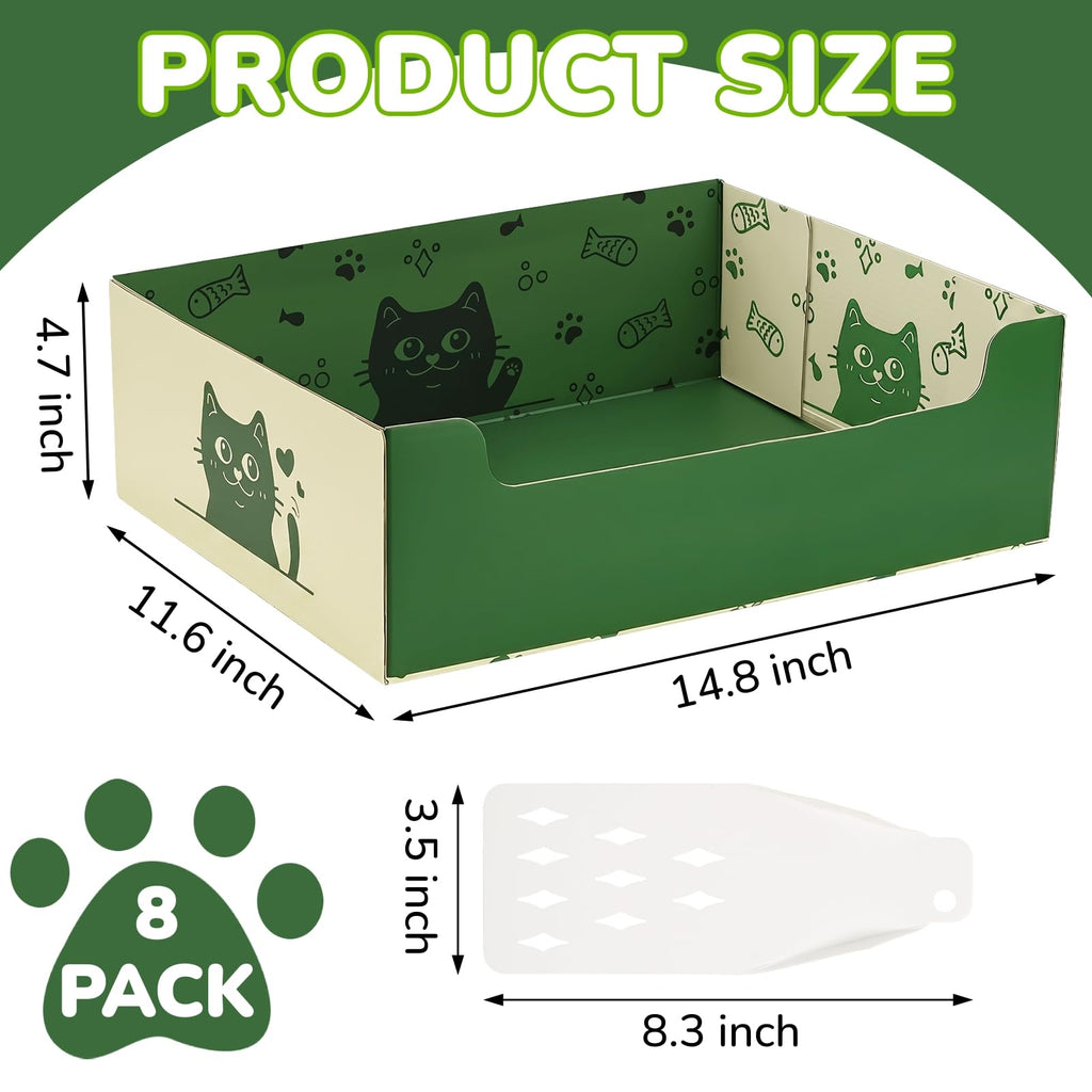8 Pcs Disposable Cat Litter Box with Scoop W428
