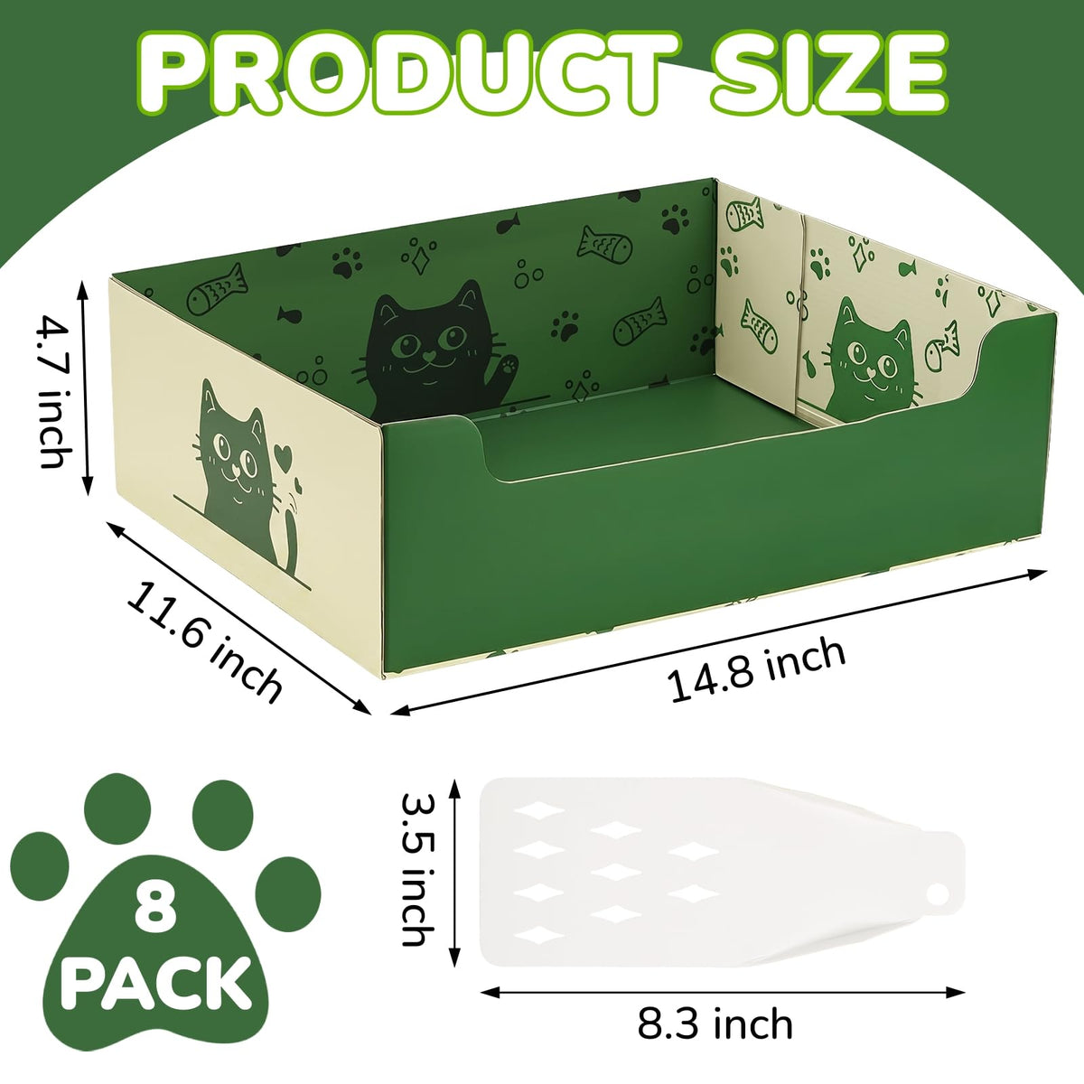8 Pcs Disposable Cat Litter Box with Scoop W428