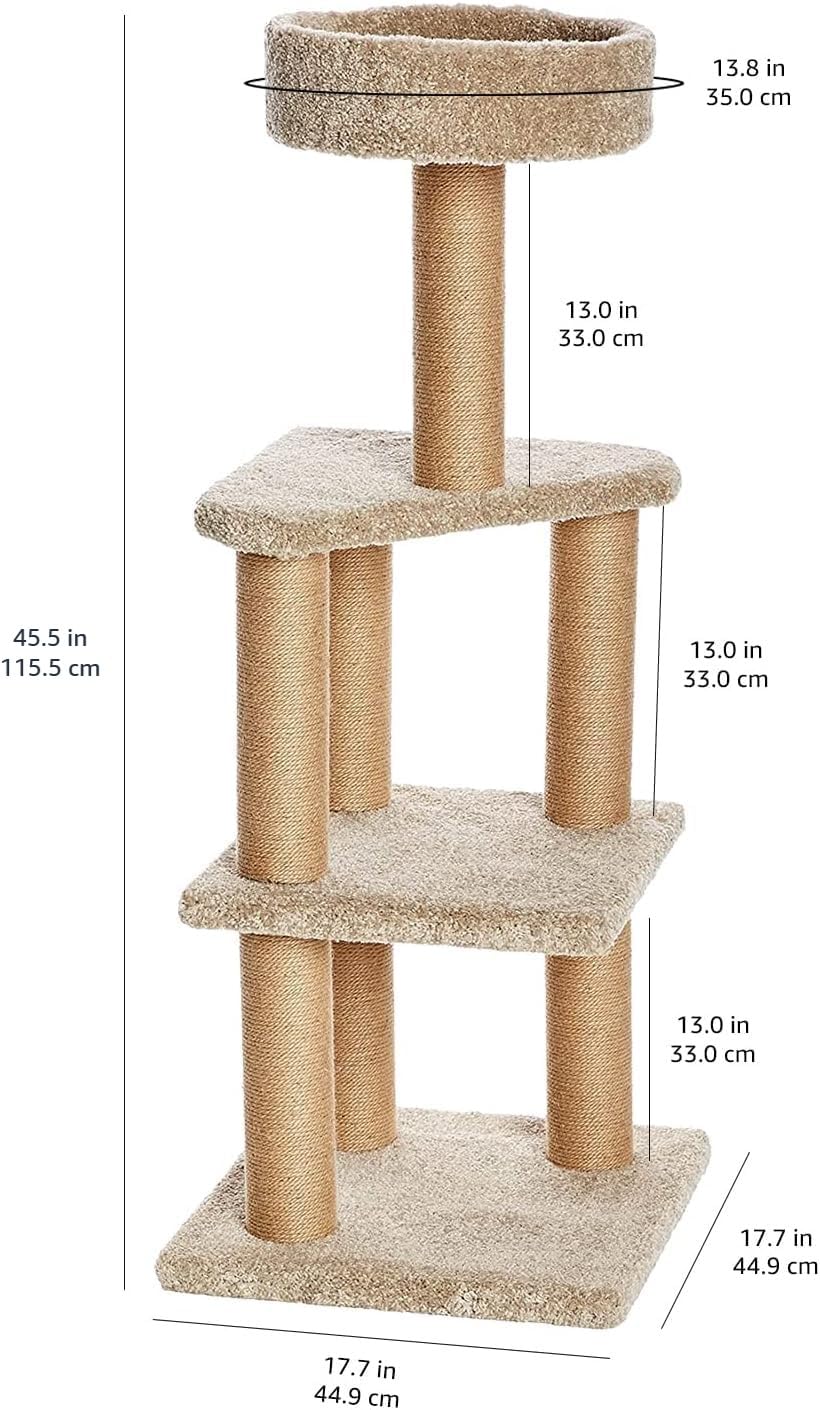 Beige Multi-Level Cat Tree Tower with Scratching Posts P36922