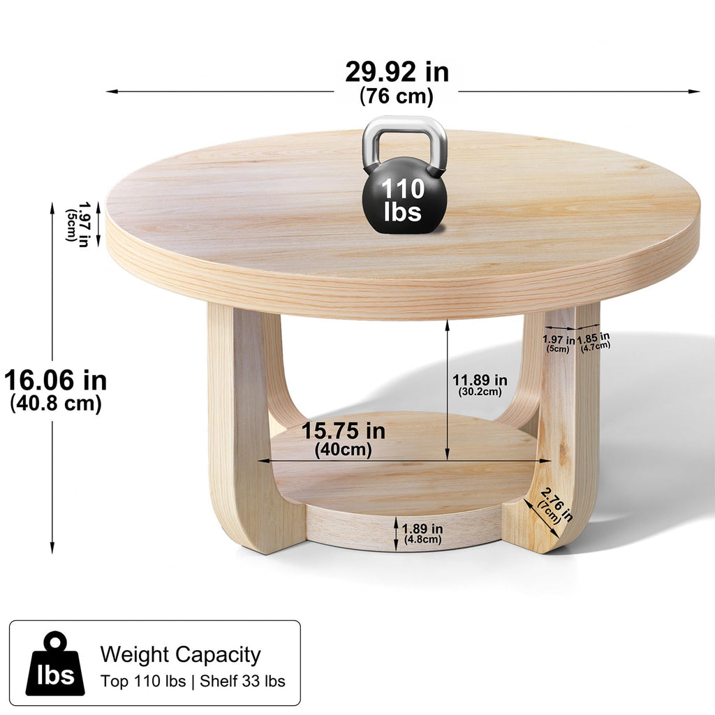 Round 2-Tier Coffee Table with Storage P913