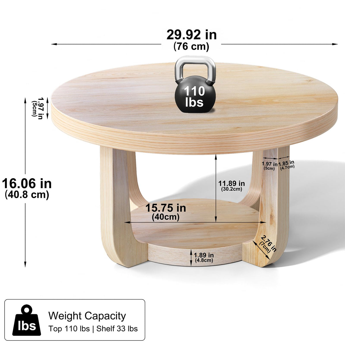 Round 2-Tier Coffee Table with Storage P913