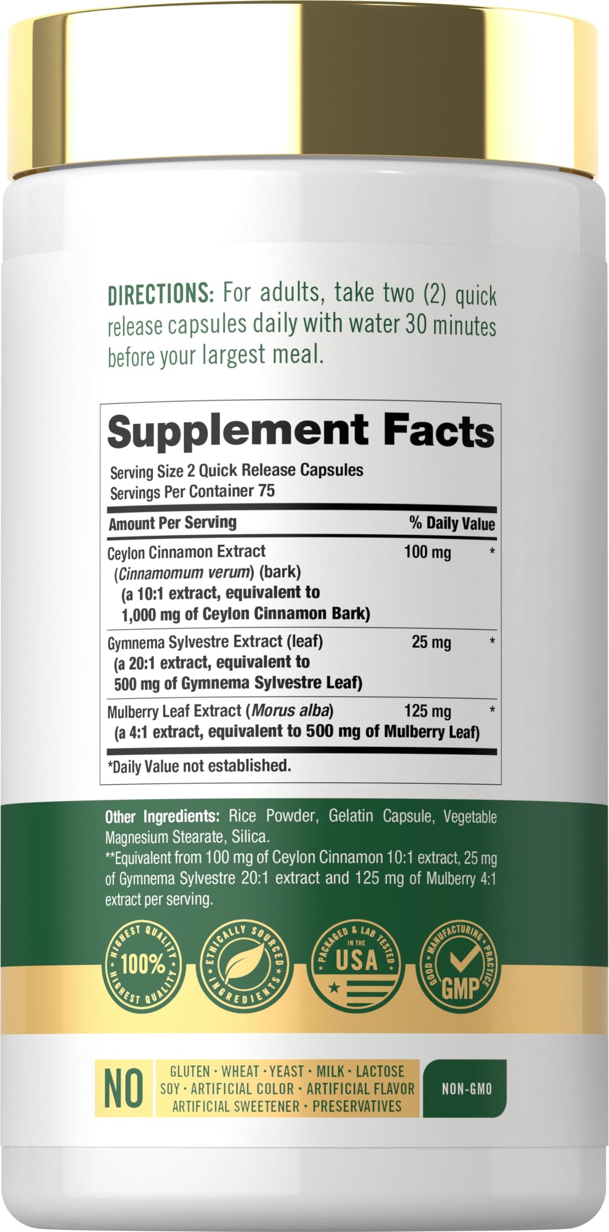 Cinnamon Complex with Gymnema and Mulberry 150 Capsules U720
