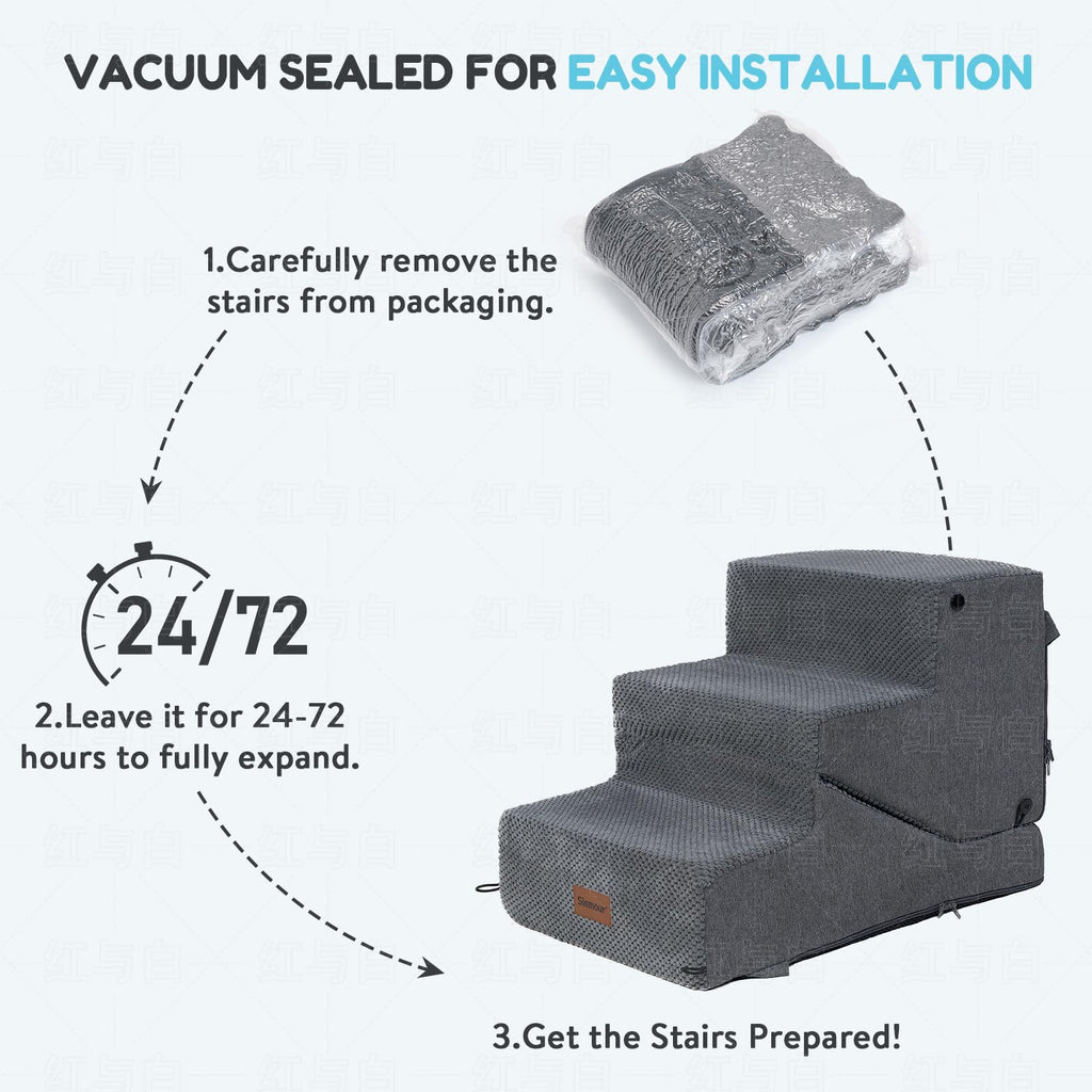 4-Step Dog Stair and Ramp with Non-Slip Bottom Grey Z98344
