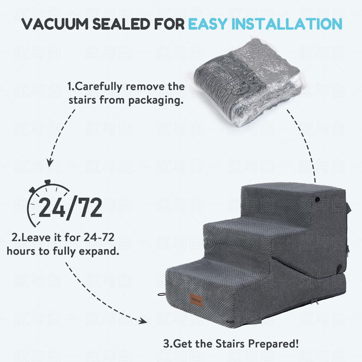 4-Step Dog Stair and Ramp with Non-Slip Bottom Grey Z98344